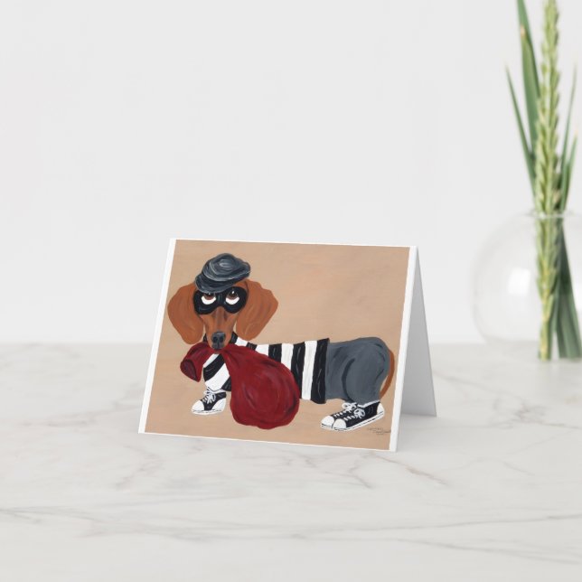 Cartes Pour Fêtes Annuelles Dachshund Treat Thief Burglar (Devant)