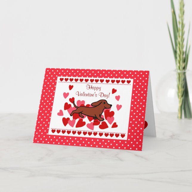 Cartes Pour Fêtes Annuelles Dachshund Valentine Caricature (Devant)