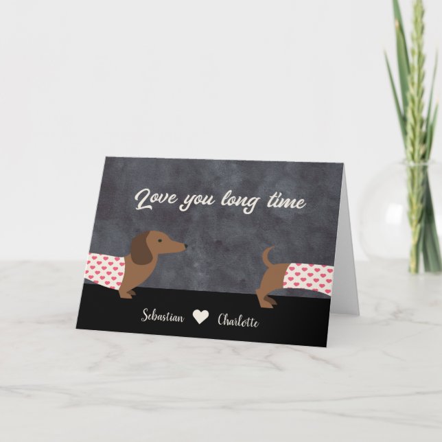 Cartes Pour Fêtes Annuelles Dachshund Vous Aimez Longtemps Valentines Day (Devant)
