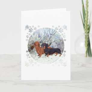 Cartes Pour Fêtes Annuelles Dachshunds dans le Snow