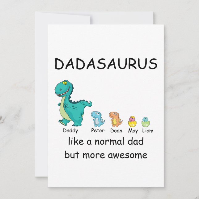 Cartes Pour Fêtes Annuelles Dadasaurus personnalisées jusqu'à 4 enfants T-shir (Devant)