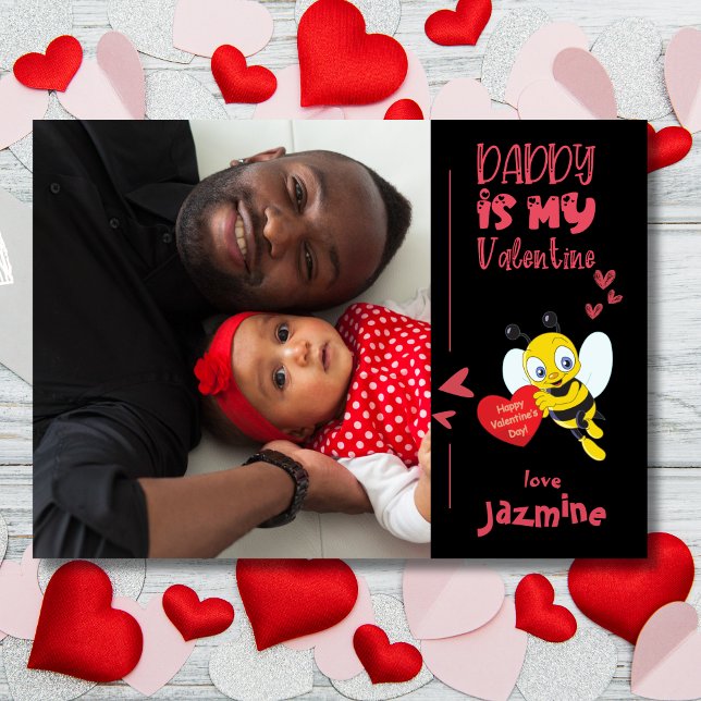 Cartes Pour Fêtes Annuelles Daddy Is My Valentine With Name Photo (Daddy Is My Valentine — made extra special with your child’s name.)