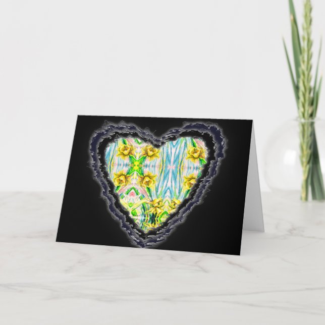 Cartes Pour Fêtes Annuelles Daffodil Heart Motif Valentine Love Romance Card (Devant)