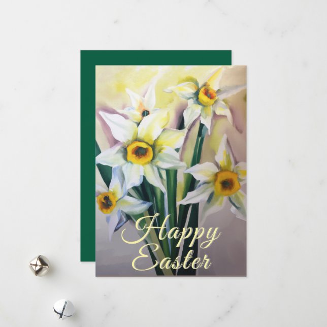 Cartes Pour Fêtes Annuelles Daffodiques de Pâques (Devant/Arrière en situation)