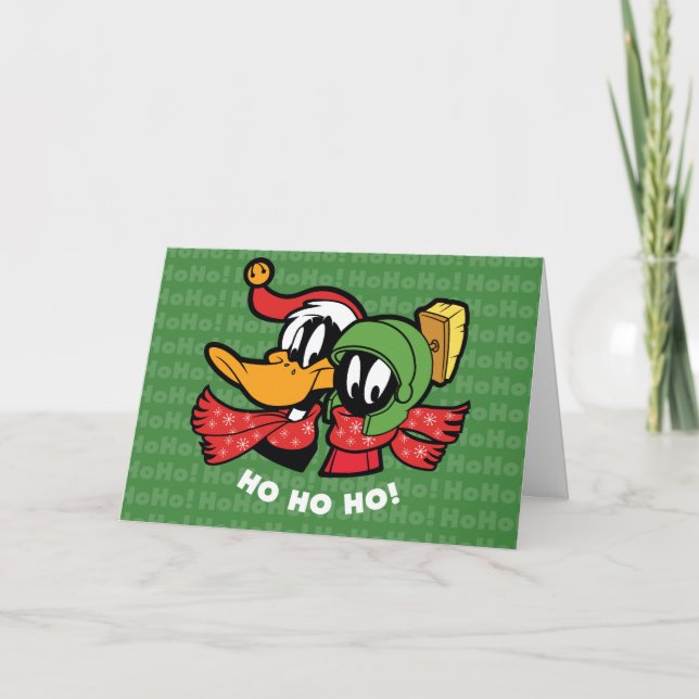 Cartes Pour Fêtes Annuelles DAFFY DUCK™ & MARVIN MARTIAN™ "Ho Ho Ho!" (Devant)