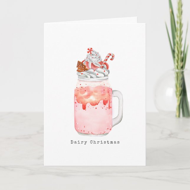 Cartes Pour Fêtes Annuelles Dairy Christmas Peppermint Mason Jar Milkshake   (Devant)