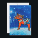 Cartes Pour Fêtes Annuelles Dala Horse II In Winter<br><div class="desc">A nod to my Swedish heritage. A Dalecarlian horse or Dala horse is a traditional carved,  painted wooden horse statuette originating in Swedish province Dalarna (Dalecarlia).</div>