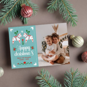 Cartes Pour Fêtes Annuelles Dala Suédoise Cheval Folk Art Joyeux Noël