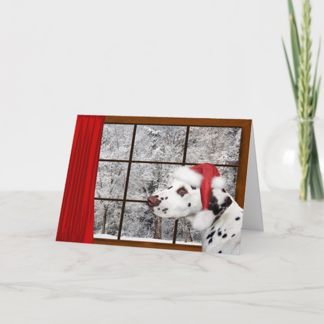 Cartes Pour Fêtes Annuelles Dalmate de Noël (Devant)