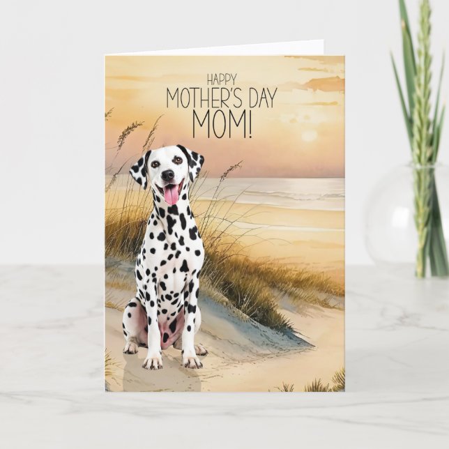 Cartes Pour Fêtes Annuelles Dalmatian Dog Sunset Beach Mother's Day (Devant)