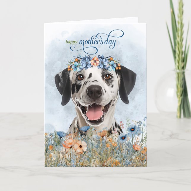 Cartes Pour Fêtes Annuelles Dalmatian Dog Wildflowers Mother's Day (Devant)