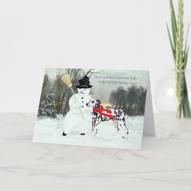 Cartes Pour Fêtes Annuelles Dalmatie en neige hivernale (Devant)
