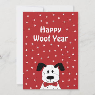 Cartes Pour Fêtes Annuelles Dalmatien avec un nœud papillon 'Joyeux ouahouille