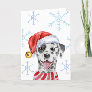 Cartes Pour Fêtes Annuelles Dalmatien de Noël Chapeau Écharpe Drôle Chien H