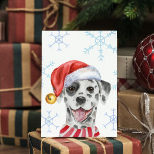 Cartes Pour Fêtes Annuelles Dalmatien de Noël Chapeau Écharpe Drôle de Chien H