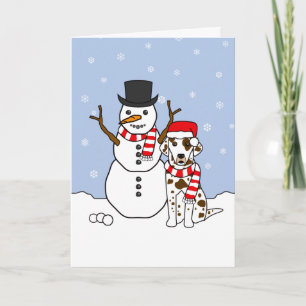 Cartes Pour Fêtes Annuelles Dalmatien et Snowman