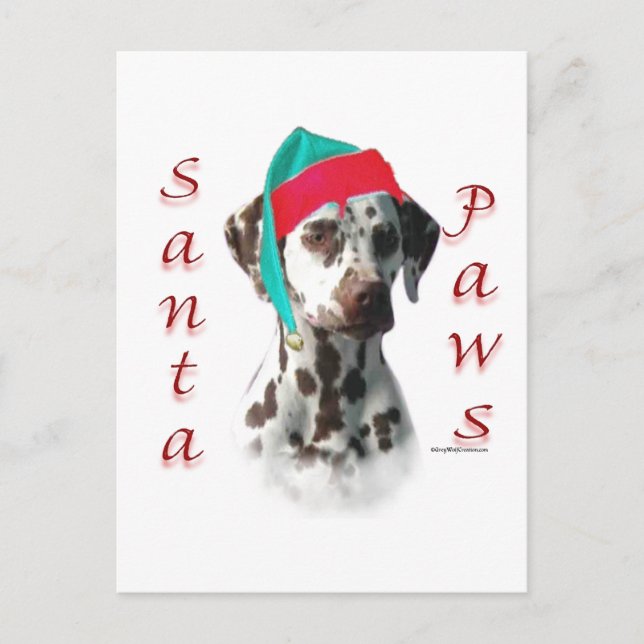 Cartes Pour Fêtes Annuelles Dalmatien (foie) Père Noël Paws (Devant)