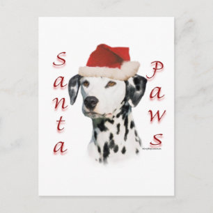 Cartes Pour Fêtes Annuelles Dalmatien (noir) Père Noël Paws