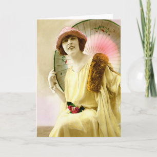 Cartes Pour Fêtes Annuelles Dame au parasol