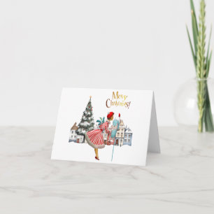 Cartes Pour Fêtes Annuelles Dame de 1950 envoyant des vœux de Noël