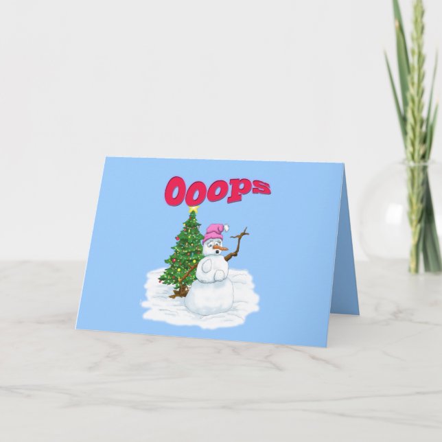 Cartes Pour Fêtes Annuelles Dame de neige avec arbre de Noël Ops (Devant)