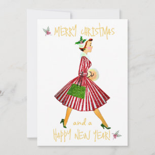 Cartes Pour Fêtes Annuelles Dame de Noël vintage salutation Joyeux Noël