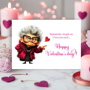 Cartes Pour Fêtes Annuelles Dame en colère drôle Humeur rose vif Saint-Valenti