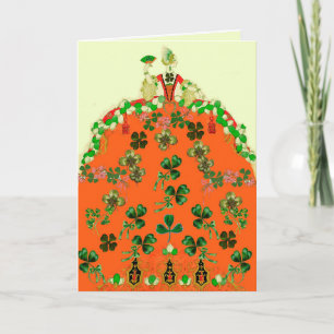 Cartes Pour Fêtes Annuelles DAME ORANGE ET TRÈFLES Mode de la Saint-Patrick