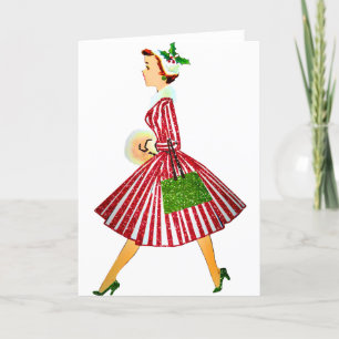 Cartes Pour Fêtes Annuelles dame vintage de Noël