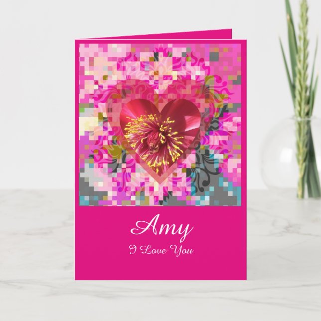 Cartes Pour Fêtes Annuelles D'amour de Fleur (Devant)