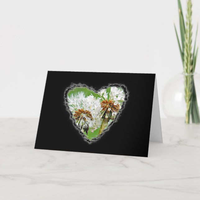 Cartes Pour Fêtes Annuelles Dandelion Heart Valentine Love Romance Card (Devant)