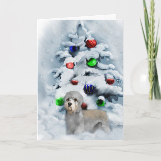 Cartes Pour Fêtes Annuelles Dandie Dinmont Terrier Noël (Devant)