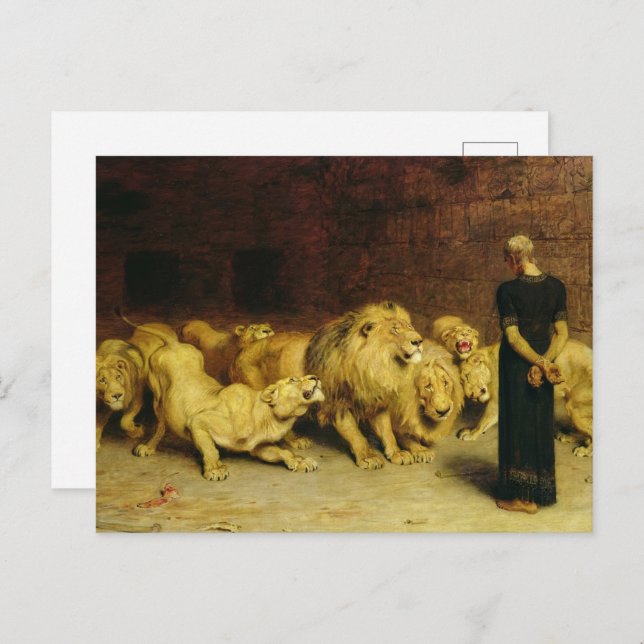 Cartes Pour Fêtes Annuelles Daniel in the Lions' Den, 1872 par Briton Riviere (Devant / Derrière)