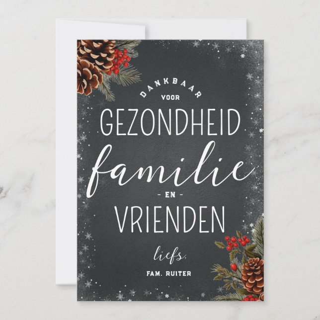 Cartes Pour Fêtes Annuelles Dankbaar Gezondheid Familie Vrienden Kerstmis (Devant)