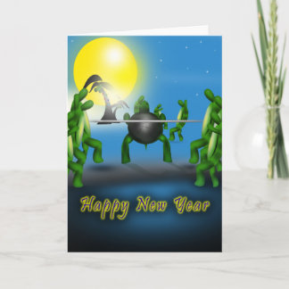 Cartes Pour Fêtes Annuelles Dansante Dansante Limbo Turtles Joyeux Nouvel An V