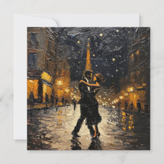 Cartes Pour Fêtes Annuelles Danse d'amour dans la ville lumière