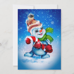 Cartes Pour Fêtes Annuelles Danse de bonhomme de neige