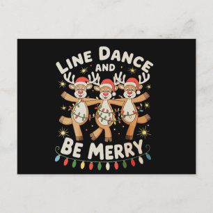 Cartes Pour Fêtes Annuelles Danse en ligne de rennes et soyez joyeux lumières