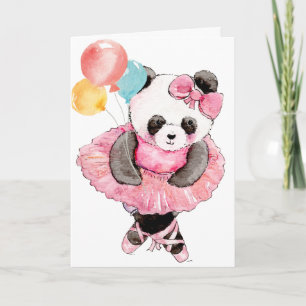 Cartes Pour Fêtes Annuelles Danse Panda Bear avec des ballons Anniversaire
