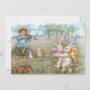 Cartes Pour Fêtes Annuelles Danse Vintage Whimsical Bunnies de Pâques