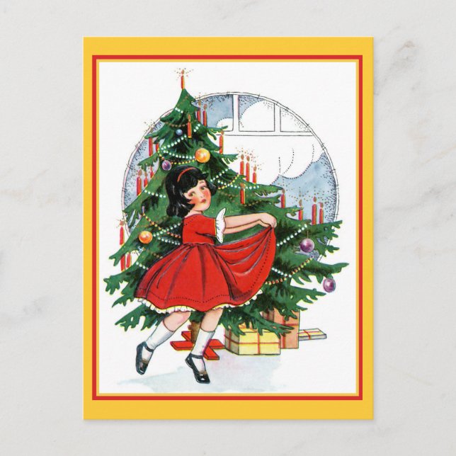 Cartes Pour Fêtes Annuelles Danser autour de l'arbre de Noël (Devant)