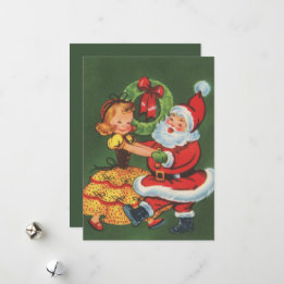 Cartes Pour Fêtes Annuelles danses vintages rétro Père Noël Noël