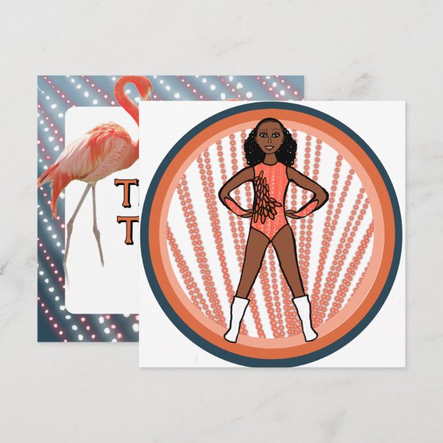 Cartes Pour Fêtes Annuelles Danseur Flamant A (Devant / Derrière)