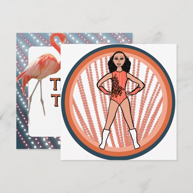 Cartes Pour Fêtes Annuelles Danseur flamant B (Devant / Derrière)