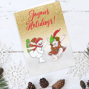 Cartes Pour Fêtes Annuelles Danseurs de neige Joyous Holidays Card