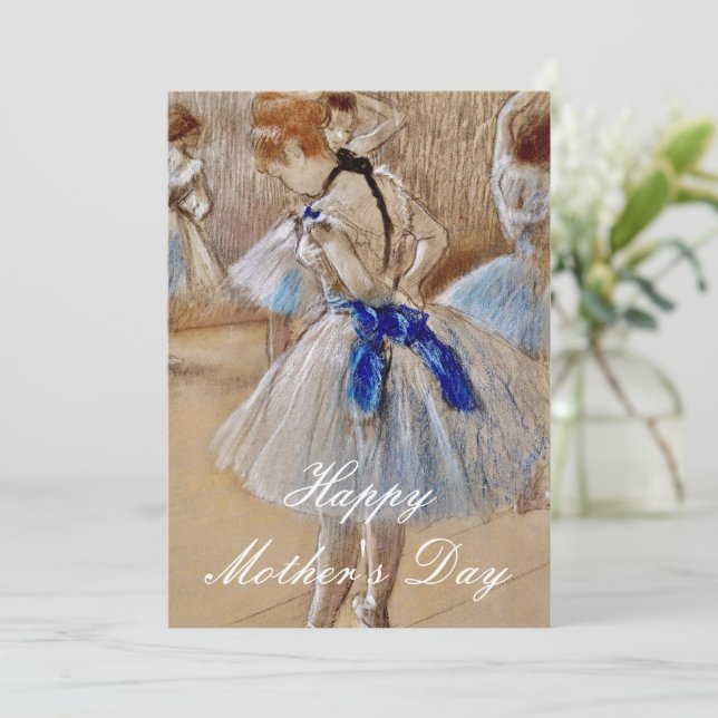 Cartes Pour Fêtes Annuelles Danseuse Degas Avec Ruban Bleu (Debout devant)