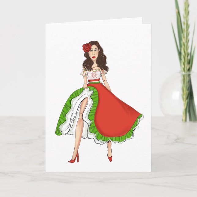 Cartes Pour Fêtes Annuelles Danseuse folklorique latine - Cinco de Mayo (Devant)