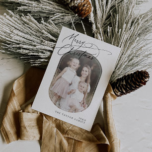 Cartes Pour Fêtes Annuelles DARCY Black Digital Boho Famille de Noël Photo