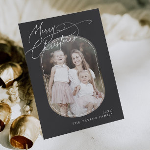 Cartes Pour Fêtes Annuelles DARCY Grey Digital Boho Famille de Noël Photo