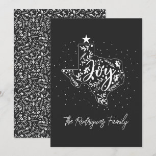 Cartes Pour Fêtes Annuelles Dark Grey Joy Feuilles de vacances Texas Shape